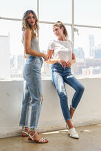 Load image into Gallery viewer, Super High Rise Distressed Relaxed Straight Jeans

