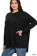 Load image into Gallery viewer, Plus Dolman Long Sleeve Round Neck Top
