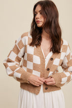 Load image into Gallery viewer, Bold Gingham Sweater Weaved Crop Cardigan
