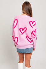Load image into Gallery viewer, Long Sleeve Round Neck Heart Printed Sweater
