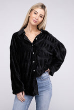 Load image into Gallery viewer, Wrinkle Effect Tiered Shirring Velvet Shirt
