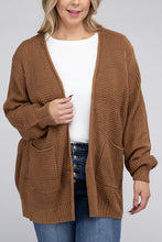 Load image into Gallery viewer, Plus Low Gauge Waffle Open Cardigan Sweater
