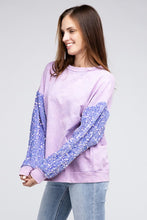 Load image into Gallery viewer, Velvet Sequin Sleeve Mineral Washed Top
