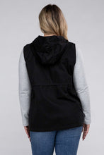 Load image into Gallery viewer, Plus Drawstring Waist Military Hoodie Vest

